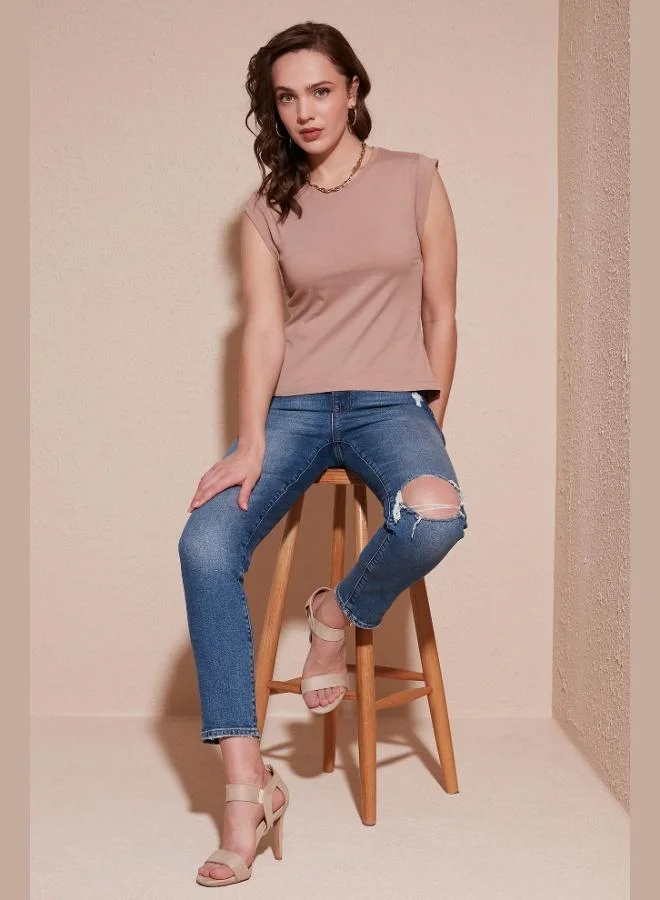 Lela Lela Cotton Crew Neck Sleeveless Basic T-Shirt Women's T-SHIRT 5864201