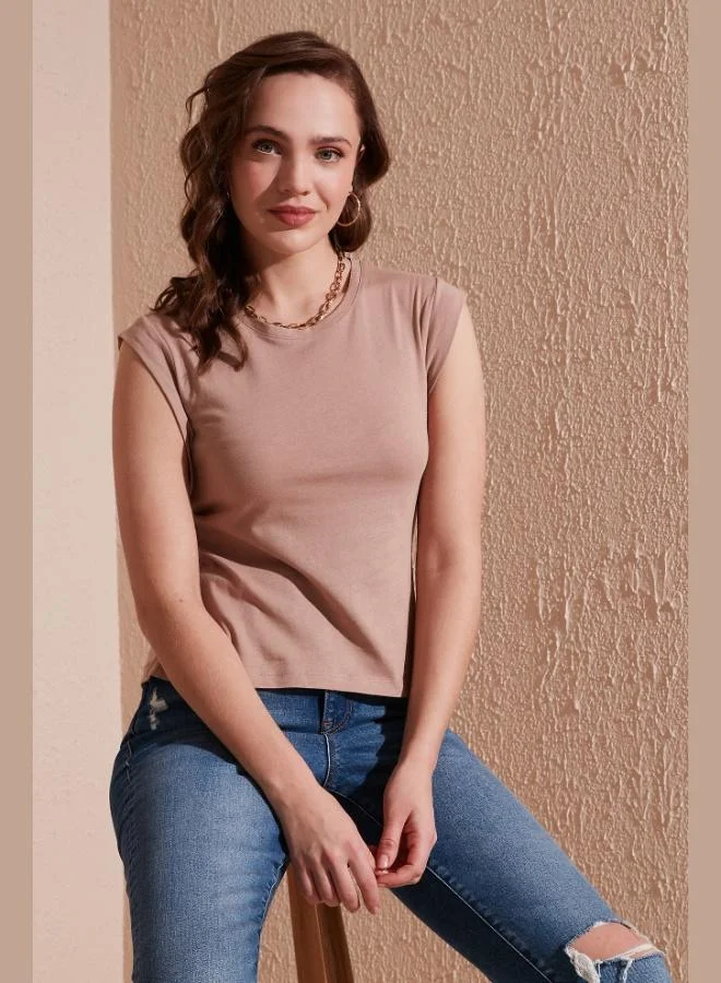 Lela Lela Cotton Crew Neck Sleeveless Basic T-Shirt Women's T-SHIRT 5864201