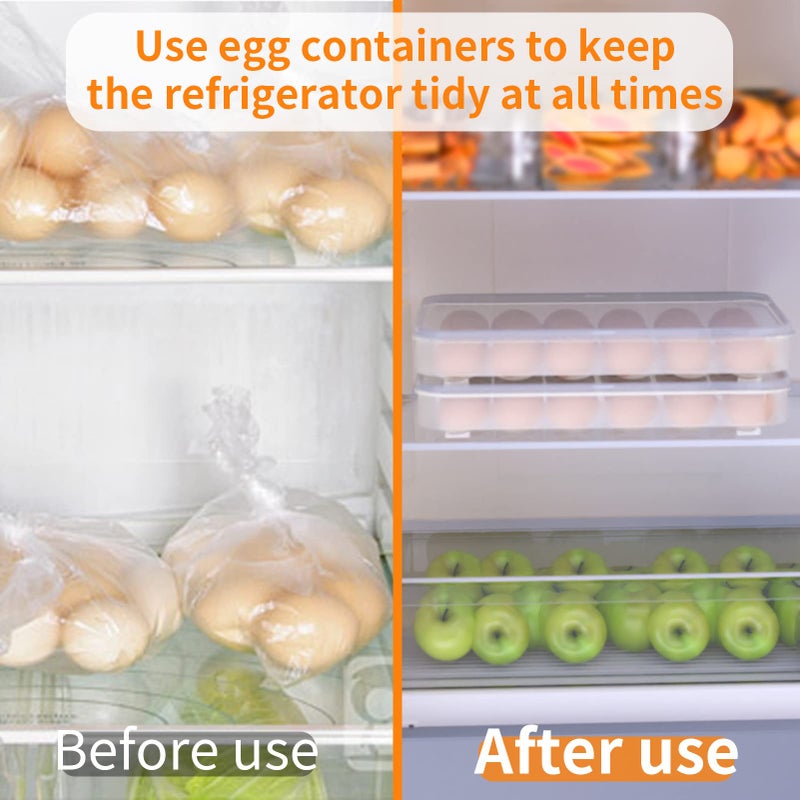 77L Deviled Egg Containers With Lid  (Set Of 2)  Plastic Egg Holder For Refrigerator For 48 Eggs  Clear Storage Deviled Egg Carrier Tray  Fridge Stackable Countertop Portable Egg Dispenser - Image 5