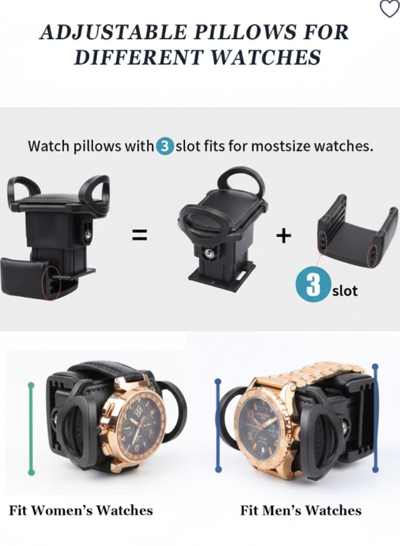 Al Seraj Automatic Double Watch Winder Box with 8 Watch Storage Slots & 2 Watch Winders | Japanese Ultra-Quiet Motor | LED Light | Carbon Fiber Leather Display Case with Adjustable Pillows for Men & Women Watches – Black - Image 5