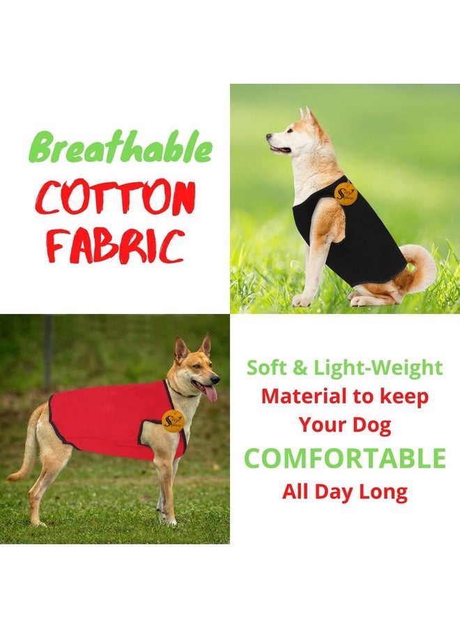 سايج سكوير قميص تي شيرت مريح من القطن للكلاب (عبوة من قطعتين) سترة بدون أكمام ناعمة وجيدة التهوية للكلاب، ملابس عصرية للجراء (أسود + أحمر) (مقاس كبير جدًا - 30 بوصة) - Image 5