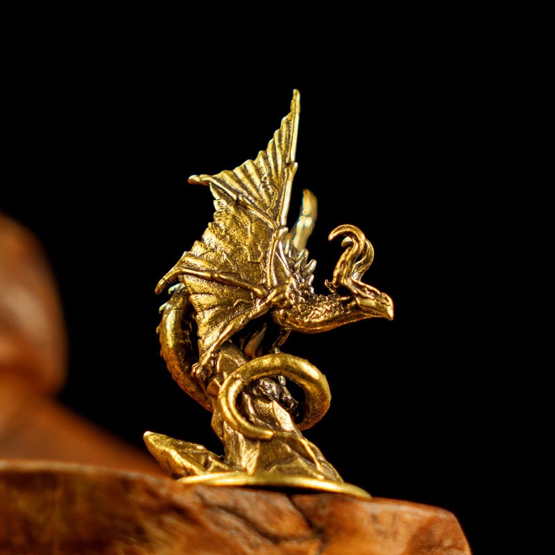 CHOVY Majestic Demon Dragon Perched on Rock Wings Spread - Handcrafted Retro 100% Solid Brass-Ideal Home Decor Desk Ornament Collectible Artwork Office Accent Artistic Scene Decoration - Image 4