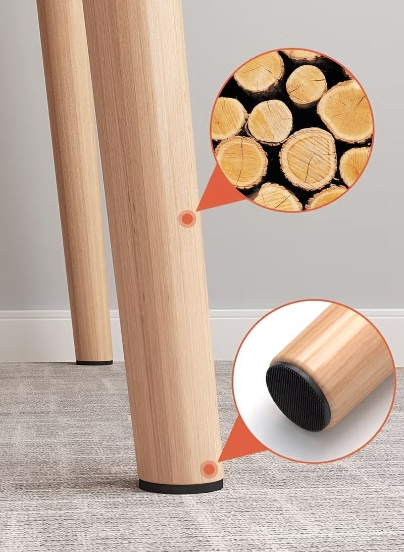 Taimi 3-Piece Dining Set, Modern Round Dining Table with 2 Elegant Chairs | Solid White Wood Table 80cm with 2 Gray Plastic Chairs and Wooden Legs - Image 5