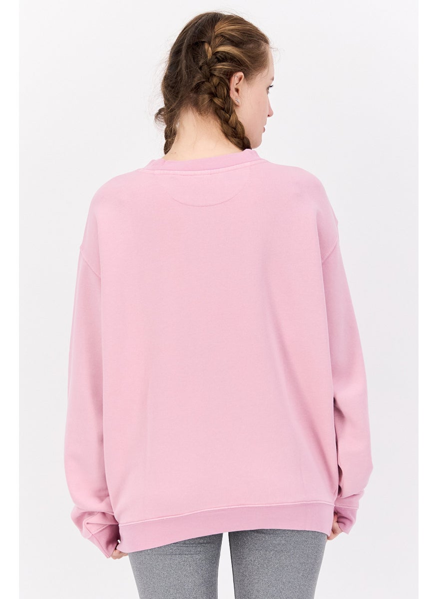 HUGO BOSS Women Crew Neck Graphic Print Long Sleeves Sweatshirt, Rose Pink  - Image 3