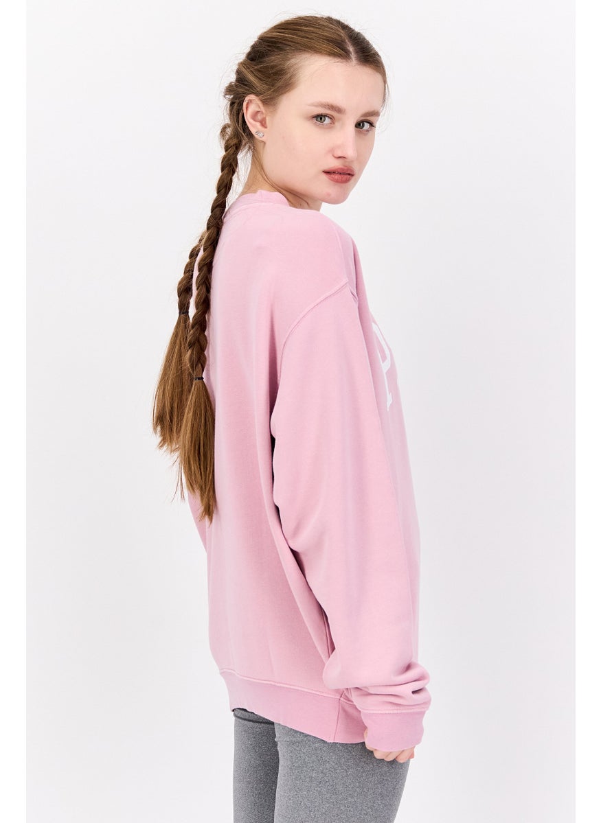 HUGO BOSS Women Crew Neck Graphic Print Long Sleeves Sweatshirt, Rose Pink  - Image 2
