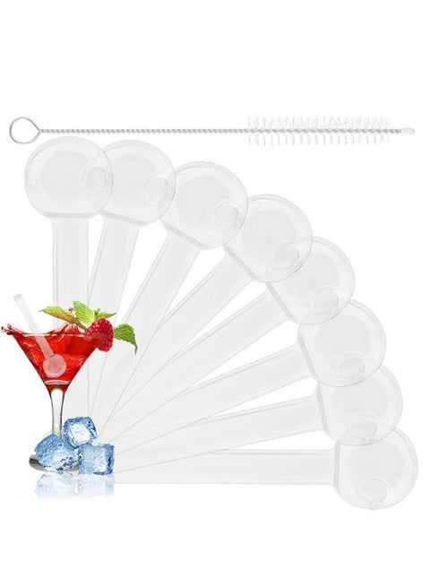 8 Pcs Glass Straws Shatter Resistant 4 Inch Short Reusable Glass Straw With Cleaning Brush Dishwasher Safe Bar Drinking Straws Perfect For Cocktail Smoothies Coffee Juice White