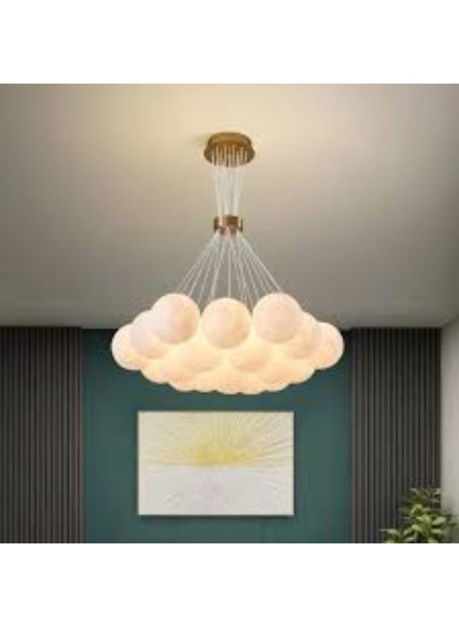 المفتاحة ثريا سحابية عصرية - مصباح LED فاخر معلق لغرفة المعيشة، أو غرفة النوم، أو غرفة الطعام | وحدة سقف كروية بتصميم فني بلمسة ذهبية | إضاءة منزلية عصرية أنيقة - Image 3