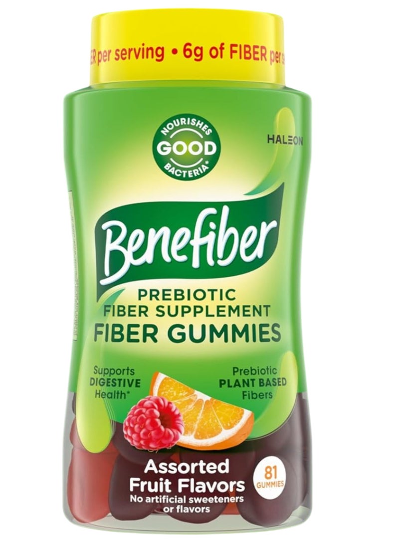 Benefiber Prebiotic Fiber Supplement Gummies for Digestive Health, Assorted Fruit Flavor - 81 Gummies - Image 1