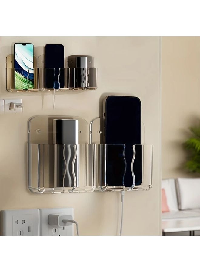 Transparent Adhesive Phone Charging Stand Wall Mount No Drill Bedside Storage Box - Image 2