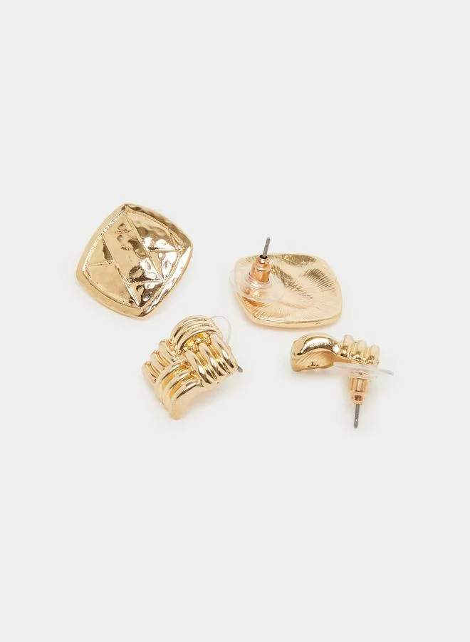 Styli  Pack of 3 - Gold Stud Earrings for Women | Best Price UAE