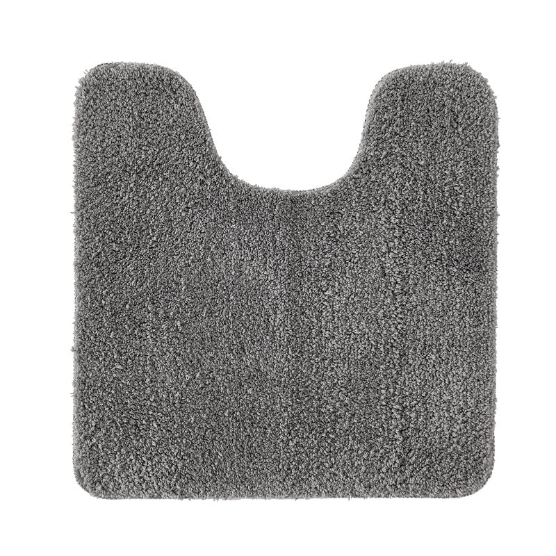 MIULEE Absorbent WC Toilet Rug Non Slip U Shape Bath Mat with High Hydroscopicity Rugs Super Soft Cozy and Shaggy Microfiber Rug Carpet for Bathroom Grey 45 x 45 cm
