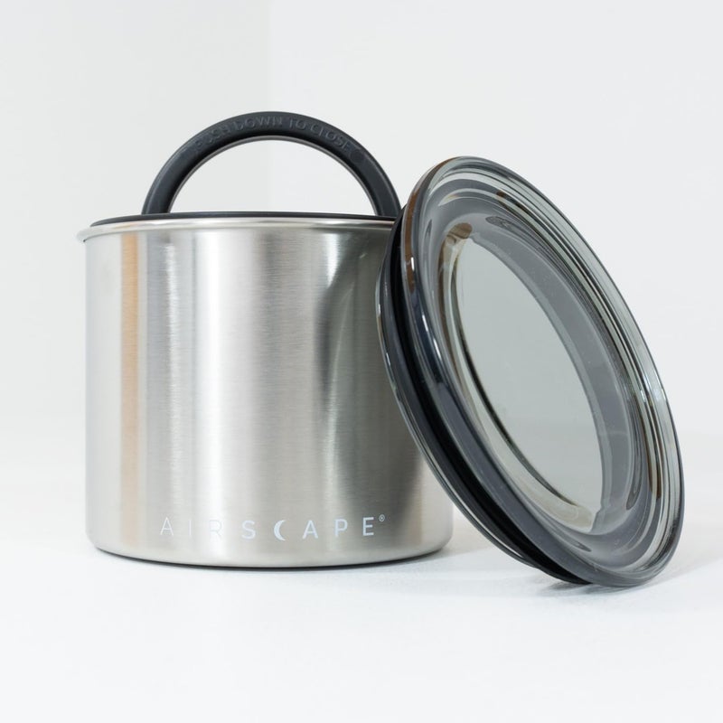 Planetary Design AirScape Planetary Design Stainless Steel Coffee Canister | Food Storage Container | US Patented Airtight Lid | Push Out Excess Air Preserve Food Freshness (Small, Brushed Steel) - Image 2