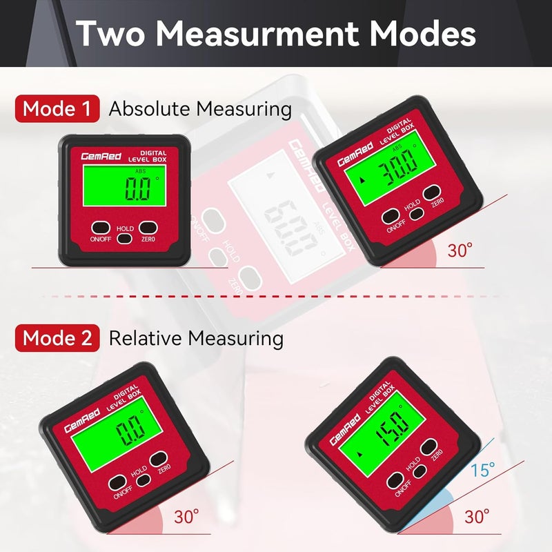 GemRed Digital Angle Gauge (Aluminum-with Hold Function) - Image 2