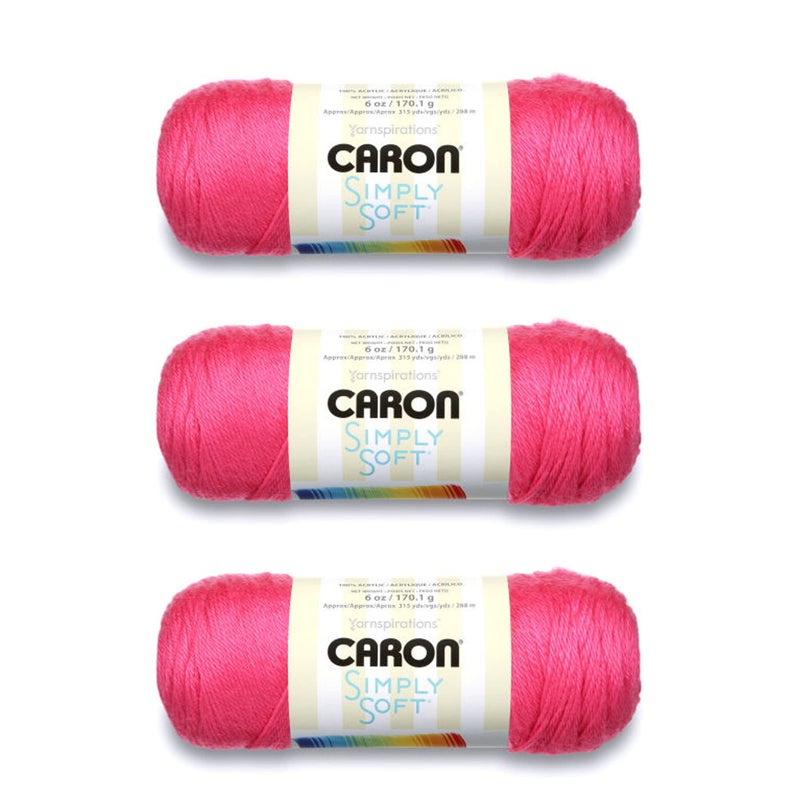Caron Simply Soft Watermelon Brites Yarn  3 Pack of 170g6oz  Acrylic  4 Medium Worsted  315 Yards  KnittingCrochet