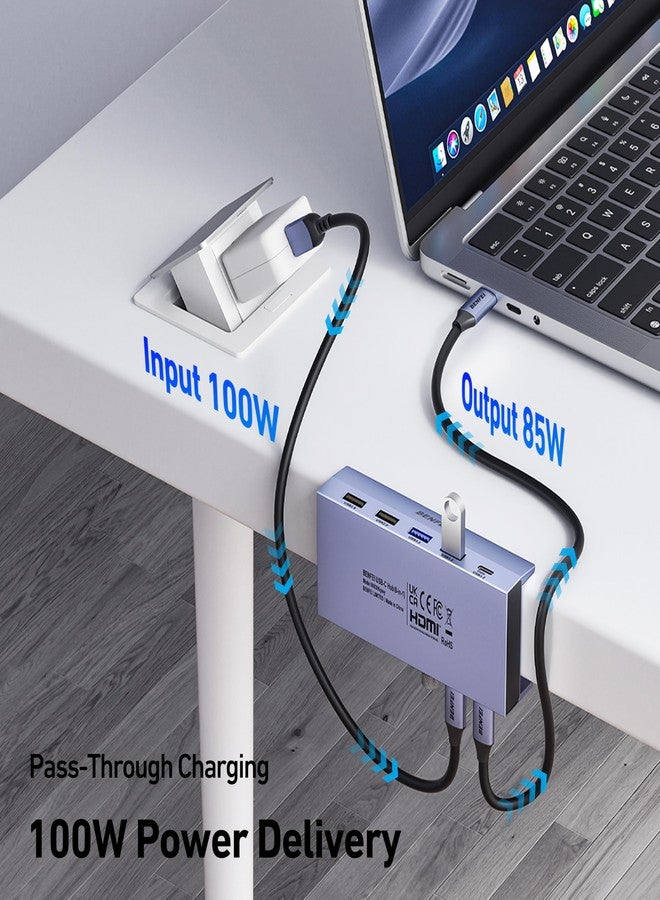 BENFEI 8-in-1 USB C Hub with Secure Clamp - Features 4K@60Hz HDMI, Gigabit Ethernet, 100W PD, 10Gbps 1x USB-C, 2 x USB-A 3.2, 2 x USB-A 2.0 Compatible with MacBook, iPad Pro, iMac, S23, XPS17 - Image 5