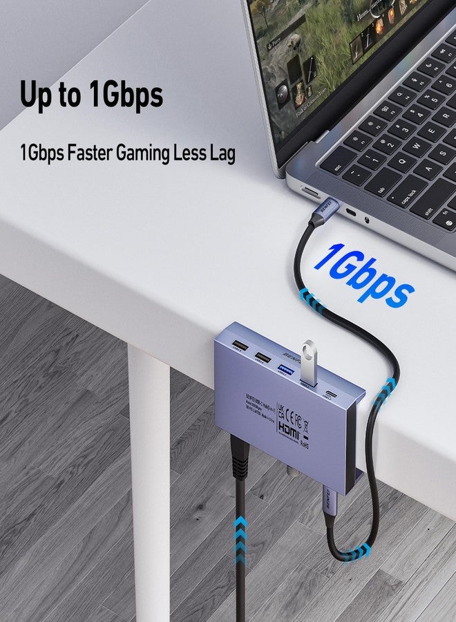 BENFEI 8-in-1 USB C Hub with Secure Clamp - Features 4K@60Hz HDMI, Gigabit Ethernet, 100W PD, 10Gbps 1x USB-C, 2 x USB-A 3.2, 2 x USB-A 2.0 Compatible with MacBook, iPad Pro, iMac, S23, XPS17 - Image 4