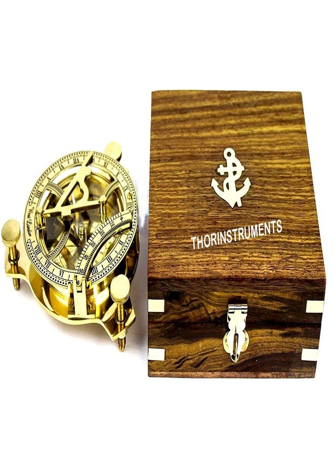 THOR INSTRUMENTS Beautiful Nautical Sundial Compass with Level Meter Encased in Genuine Rosewood Anchor Inlaid Case Maritime Decor Rustic Vintage Home Decor Gifts - Image 2