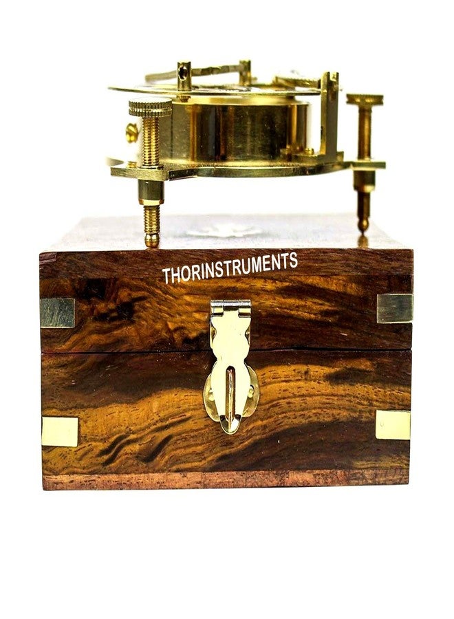 THOR INSTRUMENTS Beautiful Nautical Sundial Compass with Level Meter Encased in Genuine Rosewood Anchor Inlaid Case Maritime Decor Rustic Vintage Home Decor Gifts - Image 3