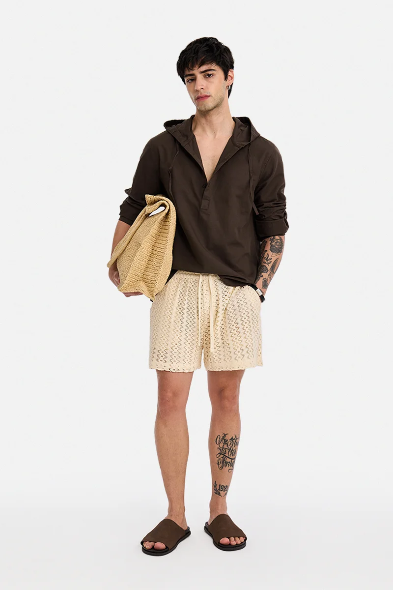 سنيتش Brown Solid Long Sleeve Regular Fit Shirt