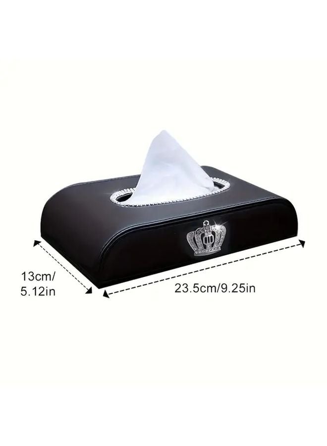 Black Crown Design Luxury Car Tissue Box Holder Spill Proof Auto Accessory - Image 3