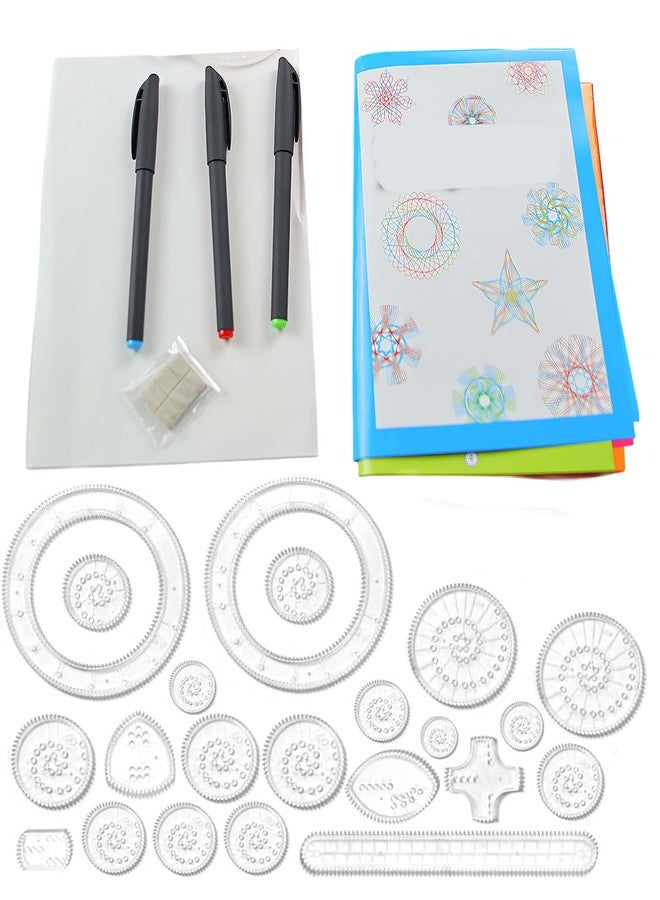 مجموعة أدوات الرسم السحرية المكونة من 28 قطعة، مجموعة سبيروغراف للأطفال، أدوات فنية إبداعية للأطفال، ألعاب تعليمية في مجالات العلوم والتكنولوجيا والهندسة والرياضيات، مسطرة هندسية للتعلم والمرح، هدية مثالية للأطفال من سن 5 إلى 12 عامًا - Image 1