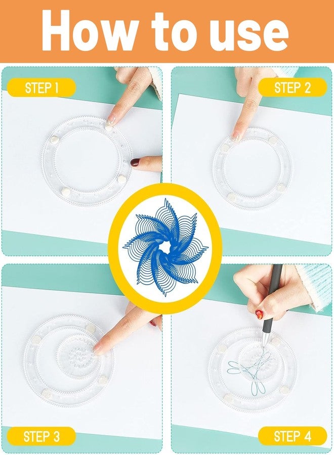 مجموعة أدوات الرسم السحرية المكونة من 28 قطعة، مجموعة سبيروغراف للأطفال، أدوات فنية إبداعية للأطفال، ألعاب تعليمية في مجالات العلوم والتكنولوجيا والهندسة والرياضيات، مسطرة هندسية للتعلم والمرح، هدية مثالية للأطفال من سن 5 إلى 12 عامًا - Image 3