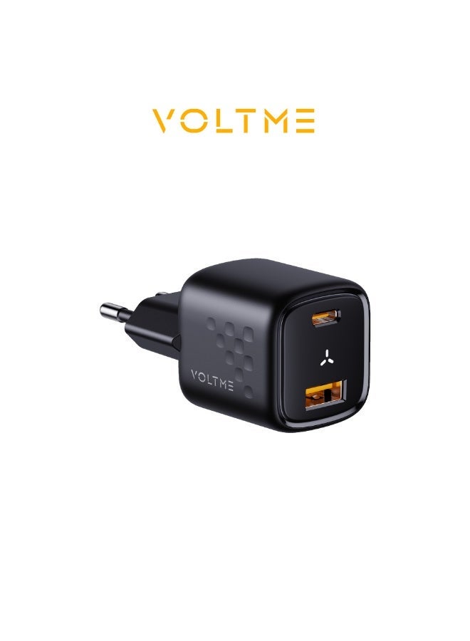 فولتمي شاحن جداري فولتمي ريفو 30 ديو بقوة 30 واط بتقنية GaN، شاحن سريع بمنفذي USB-C و USB-A مع تقنيات الشحن السريع PD 3.0 و PPS و QC 3.0 لأجهزة آيفون، سامسونج، آيباد، ماك بوك إير، وغيرها. - Image 2