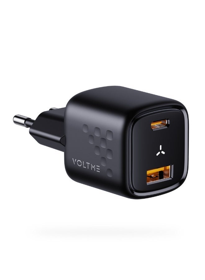 فولتمي شاحن جداري فولتمي ريفو 30 ديو بقوة 30 واط بتقنية GaN، شاحن سريع بمنفذي USB-C و USB-A مع تقنيات الشحن السريع PD 3.0 و PPS و QC 3.0 لأجهزة آيفون، سامسونج، آيباد، ماك بوك إير، وغيرها. - Image 3