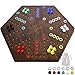 Wahartoly Wahoo Board Game 236 inch Marble Game Board with 24 Glass Marbles and 6 DiceSolid Wood DoubleSided Game Board for 4 or 6 Players Family and Party Game - Image 2