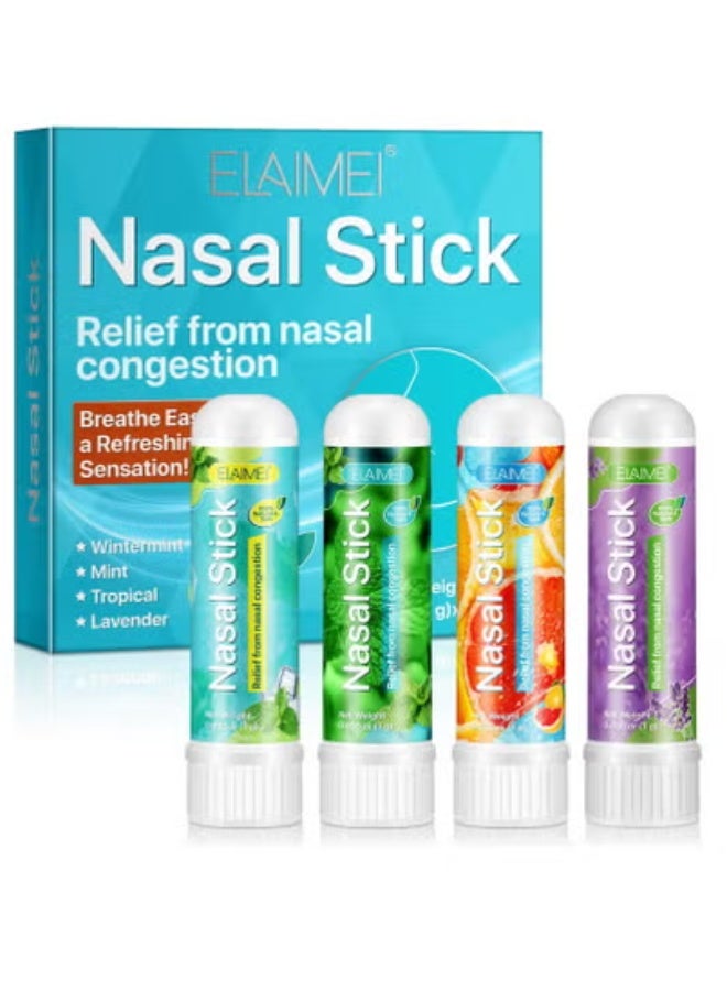 Elaimei 4 Pack Nasal Stick,Nasal Inhaler Stick,Nose Inhaler Stick,Nasal Stick Boost Energy Set,Nasal Stick Inhaler,Sinus & Congestion Relief, Daily Relaxation, Stress Relief, Pure Natural Ingredients  - Image 1