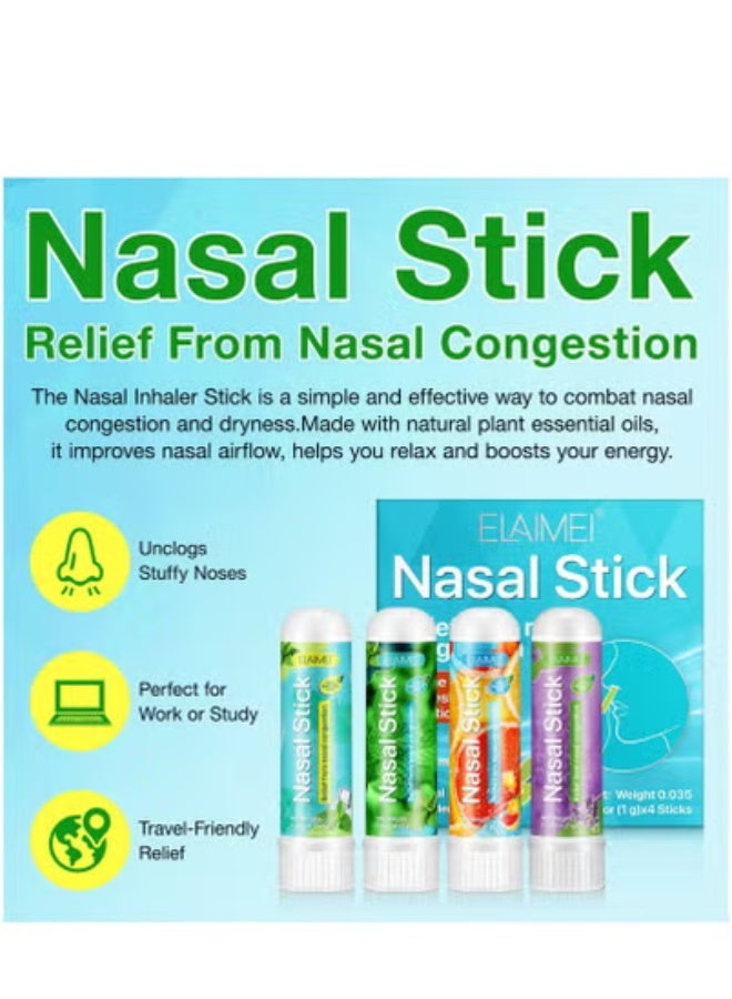 Elaimei 4 Pack Nasal Stick,Nasal Inhaler Stick,Nose Inhaler Stick,Nasal Stick Boost Energy Set,Nasal Stick Inhaler,Sinus & Congestion Relief, Daily Relaxation, Stress Relief, Pure Natural Ingredients  - Image 4