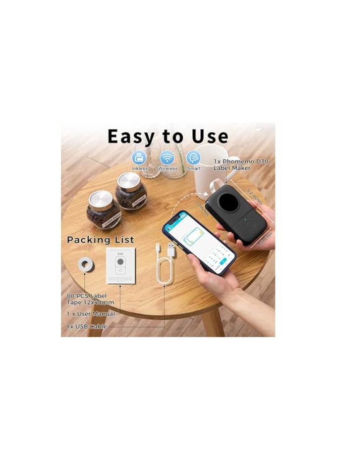 General D30 Mini Thermal Label Printer Portable Sticker Maker, Bluetooth Inkless Label Makers for HomeSmall BusinessProductsOrganizing Work for 0.23 0.35 0.47 inch 12mm Tape  - Image 4