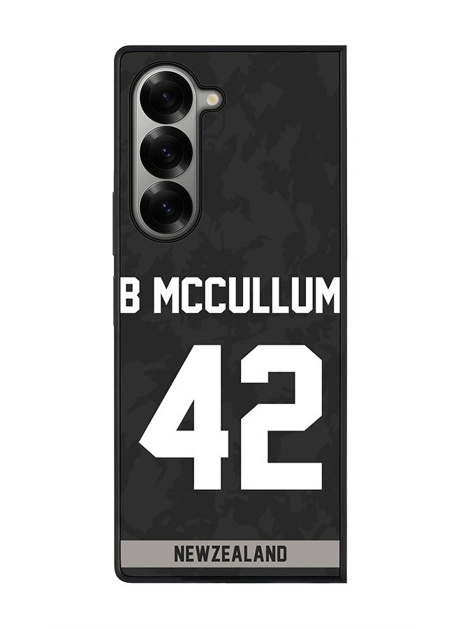 Stylizedd Rugged Black edge case for Samsung Galaxy Z Fold6, Slim fit Case Flexible TPU Gel Thin Cover - Team New zealand Brendon McCullum, Jersey No 42 - Image 1