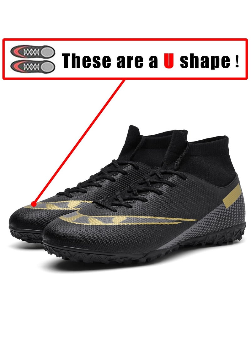 Football Boots Kids Boys Unisex-Adult Football Shoes Sneakers Men's/Women's High Top Non-Slip Trainers Sport Soccer Shoes Soccer Athletics Training Shoes Youth Students (Black)  - Image 3