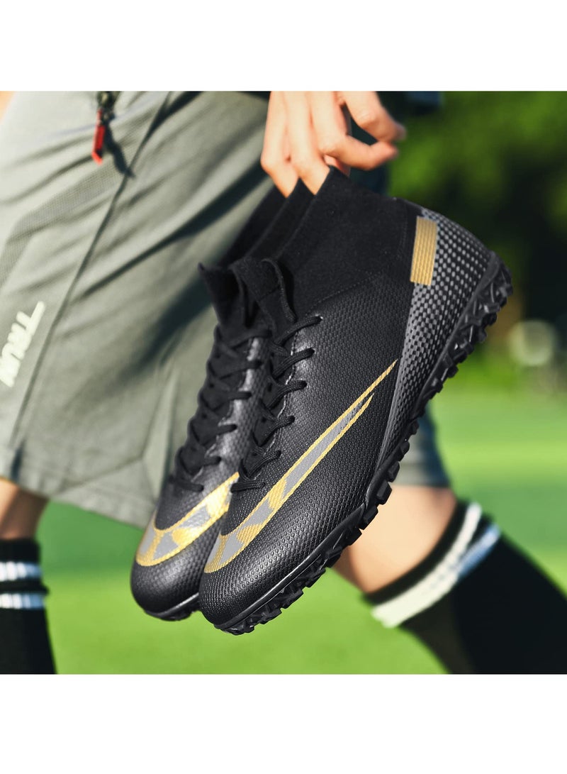 Football Boots Kids Boys Unisex-Adult Football Shoes Sneakers Men's/Women's High Top Non-Slip Trainers Sport Soccer Shoes Soccer Athletics Training Shoes Youth Students (Black)  - Image 5