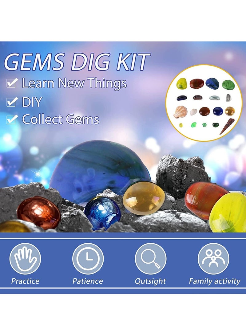 Gems Dig 17 Gemstones Science STEM Educational Learning Kit Kids History Paleontology Archaelogy - Image 2