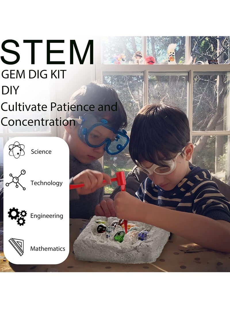 Gems Dig 17 Gemstones Science STEM Educational Learning Kit Kids History Paleontology Archaelogy - Image 3