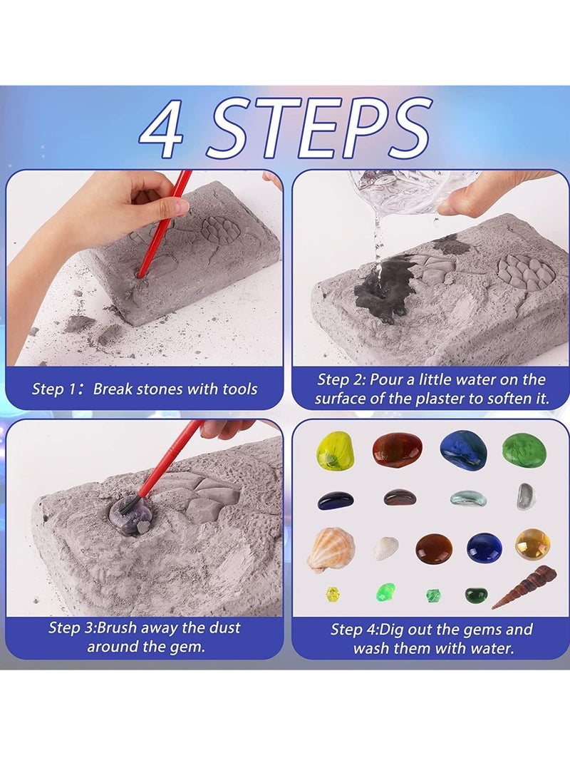 Gems Dig 17 Gemstones Science STEM Educational Learning Kit Kids History Paleontology Archaelogy - Image 4