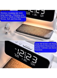 KASTWAVE Alarm Clock with Wireless Charging,Bedside Touch Lamp Alarm Clocks Bedrooms Night Light Dimmable LED Display Fast Wireless Charger Station Wireless Charging, Alarm, USB Charger, Dimmable,(White)  - Image 5