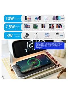 KASTWAVE Alarm Clock with Wireless Charging,Bedside Touch Lamp Alarm Clocks Bedrooms Night Light Dimmable LED Display Fast Wireless Charger Station Wireless Charging, Alarm, USB Charger, Dimmable,(White)  - Image 2