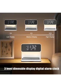KASTWAVE Alarm Clock with Wireless Charging,Bedside Touch Lamp Alarm Clocks Bedrooms Night Light Dimmable LED Display Fast Wireless Charger Station Wireless Charging, Alarm, USB Charger, Dimmable,(White)  - Image 4