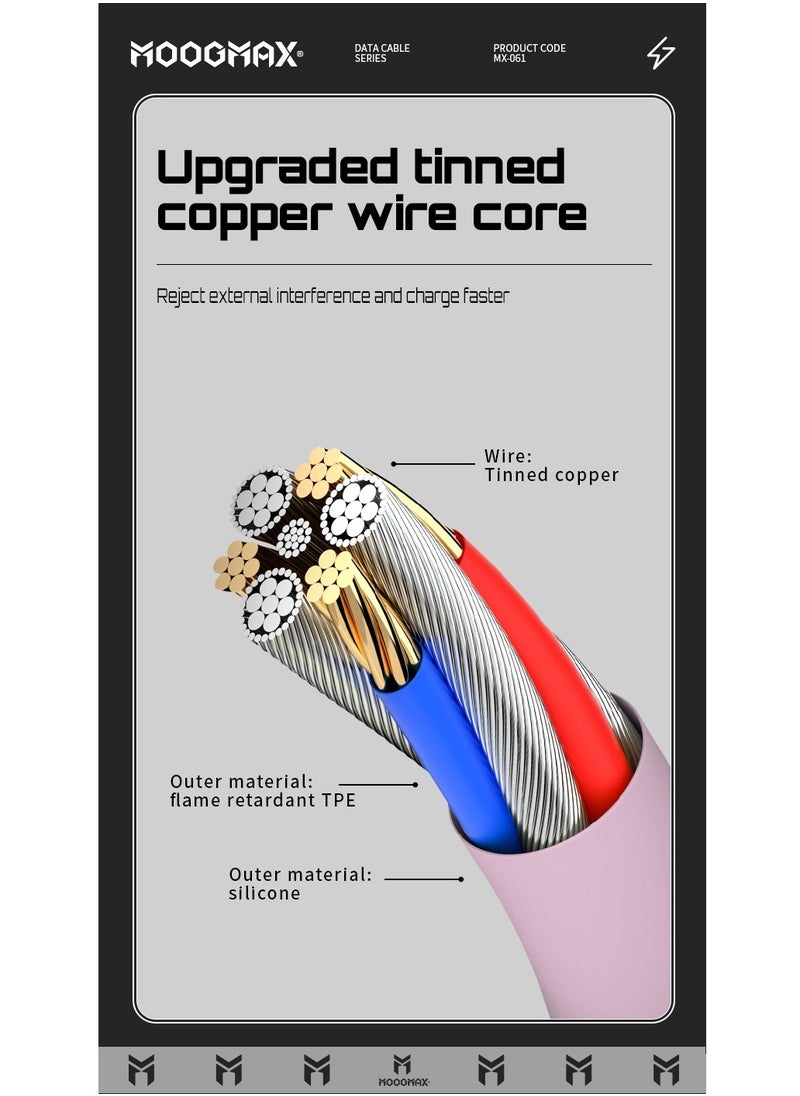 MOOGMAX - Type-C to Type-C Cable made of soft and strong silicon and digital display of charging watt Supports fast charging PD until 60W, 1M length, Compatible with Iphone 15 series, Samsung  and Huawei phones - Image 1
