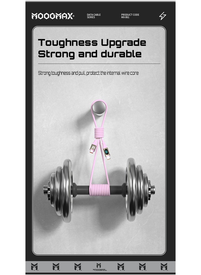 MOOGMAX - Type-C to Type-C Cable made of soft and strong silicon and digital display of charging watt Supports fast charging PD until 60W, 1M length, Compatible with Iphone 15 series, Samsung  and Huawei phones - Image 1