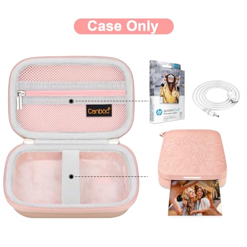 Canboc Carrying Case for HP Sprocket 2x3 Instant Smartphone Printer, Wireless Mobile Photo Printer, Zipper Mesh Bag fits Photo Paper Cable, Rose Gold - Image 2