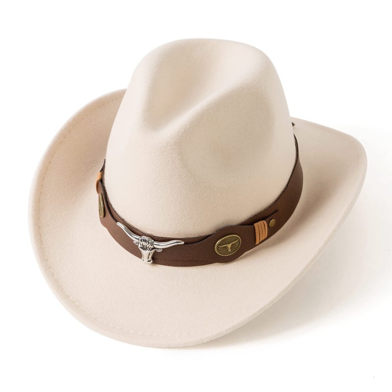 Gossifan Classic Womens Western Cowboy Cowgirl Hats with Wide Belt Light Sand - Image 2