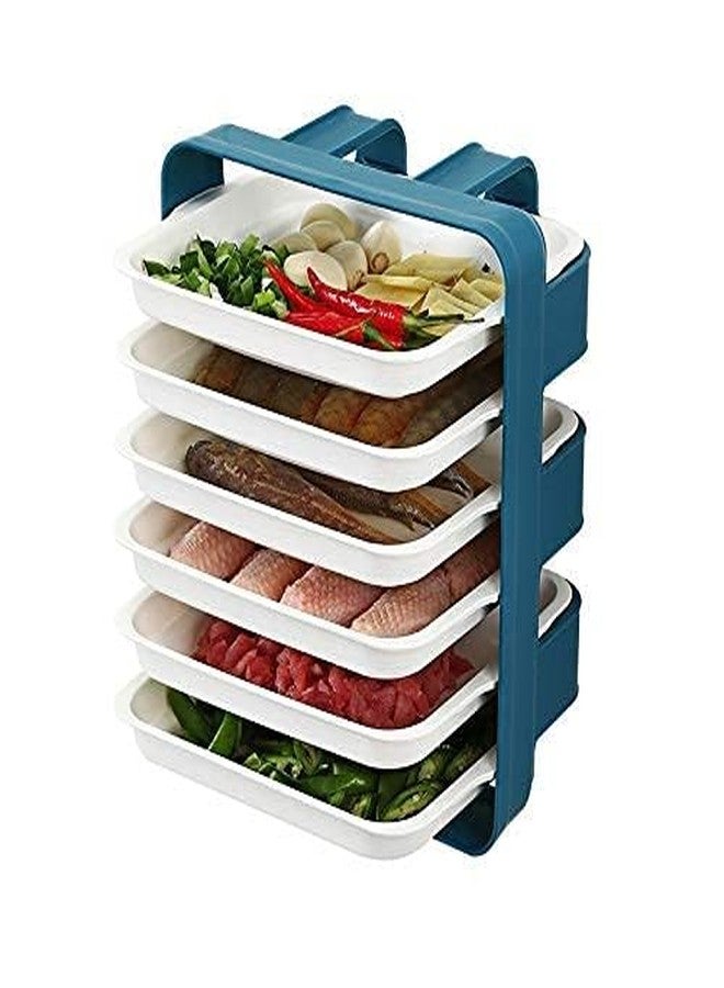 VIDORA 6 Layer Wall Hanging Kitchen Rack Shelves Pantry Organizer Box for Fruit Vegetable Storage Dish Holder Side Dishes Multilayer Plastic Stackable Pot - Image 1