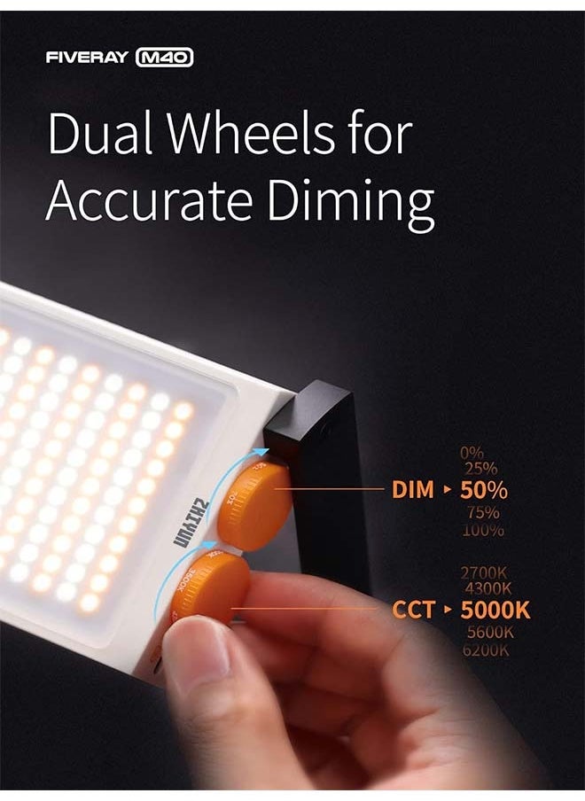 Zhiyun - ZHIYUN FIVERAY M40 Video Light [Official], 40W Portable Camera Light, 14000 Lux, CRI/TLCI 96+ 2700-6200K, 320g LED Panel DSLR Photography Lighting, Lighting Setup for YouTube, TikTok - Image 1