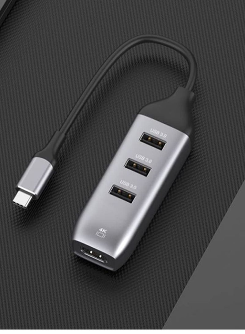 Excefore USB C to HDMI Adapter with 3 USB 3.0 Ports, HDMI 4K Output, Compatible with MacBook Pro, iPad, XPS, Surface, Android, and More, DP Alternative Mode Required  - Image 2