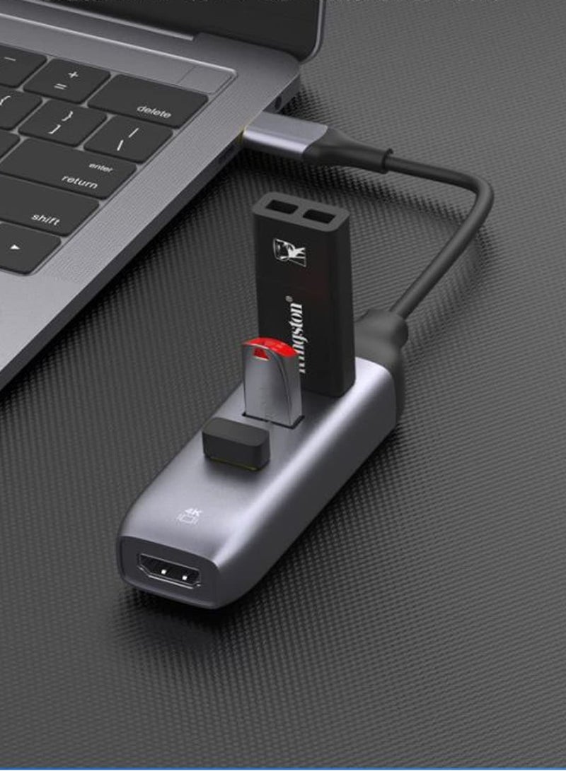 Excefore USB C to HDMI Adapter with 3 USB 3.0 Ports, HDMI 4K Output, Compatible with MacBook Pro, iPad, XPS, Surface, Android, and More, DP Alternative Mode Required  - Image 4