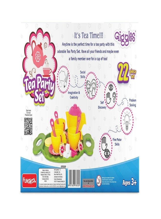 Giggles - Colourful Pretend and Role Play Tea Party Preschool Toys Set of 22 Pieces for Language and Social Skills (3 Years & Above, Multicolour) - Image 2